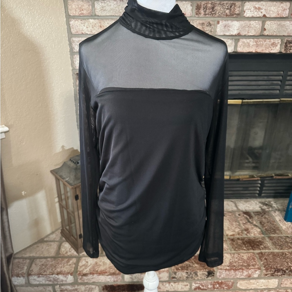 Black Sheer Long Sleeve Blouse